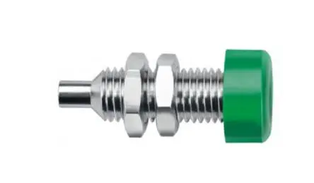 Produktfoto 1 von Schutzinger 6.1 mm Buchse Grün Buchse für Laborstecker, Kontakt Nickel, 60V ac/dc 32A, Lötanschluss