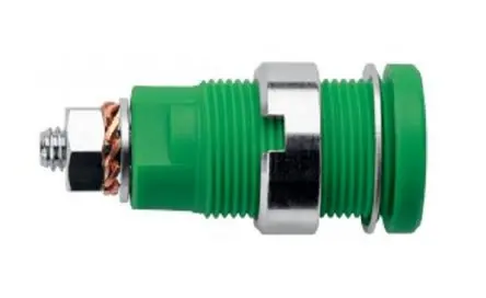 Produktfoto 1 von Schutzinger Stecker Gelb, Grün Buchse für Laborstecker, Kontakt Nickel, 1kV 32A M4-Gewinde