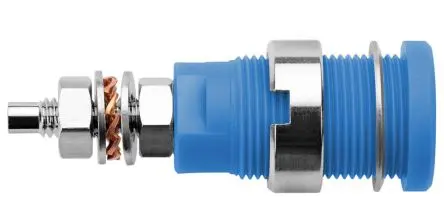 Produktfoto 1 von Schutzinger Stecker Blau Buchse für Laborstecker, Kontakt Nickel, 1kV 32A M4-Gewinde