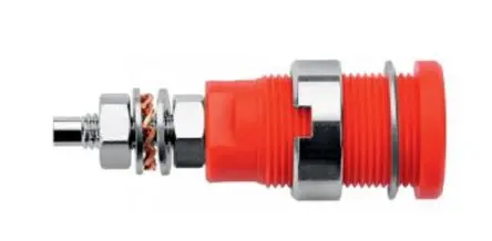 Produktfoto 1 von Schutzinger M4 Stecker Rot Buchse für Laborstecker, Kontakt Nickel, Gold, 1kV 32A M4-Gewinde