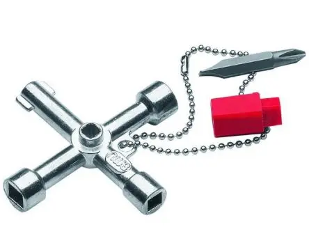 Produktfoto 1 von NWS Schaltschrankschlüssel Kreuzschlüssel 4-in-1 im Legierungsstahl-Gehäuse Universal-Schaltschrankschlüssel
