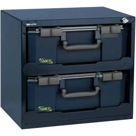 Produktfoto 1 von Raaco Kleinteilebox, Lackierter Stahl Raaco Blau, 16 Fächer Verstellbare Fächer, 403 mm x 451mm x 330 mm