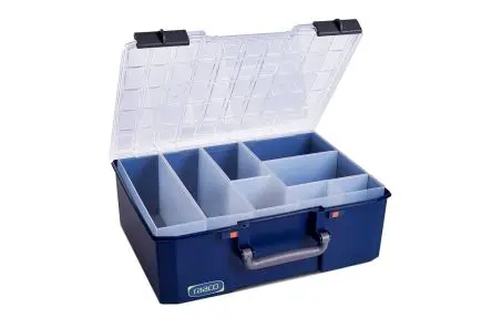 Produktfoto 1 von Raaco Kleinteilebox Raaco Blau, 8 Fächer Verstellbare Fächer, 147 mm x 413mm x 330 mm