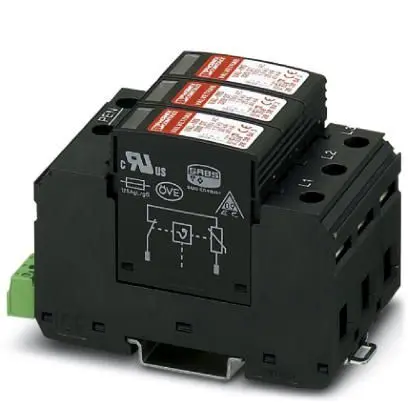 Produktfoto 1 von Phoenix Contact, Überspannungsableiter, 3-phasig, 1.5 kV 40 kA DIN-Hutschiene VALVETRAB VAL-MS