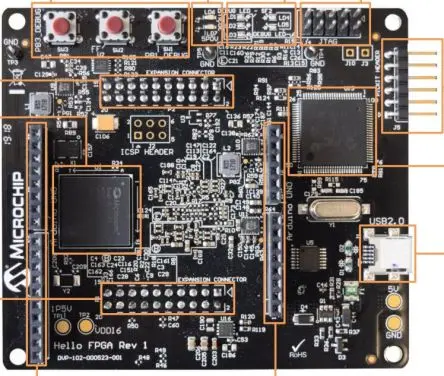 Produktfoto 1 von Microchip Hello FPGA Kit, Evaluierungskit für SmartFusion®2, FPGA
