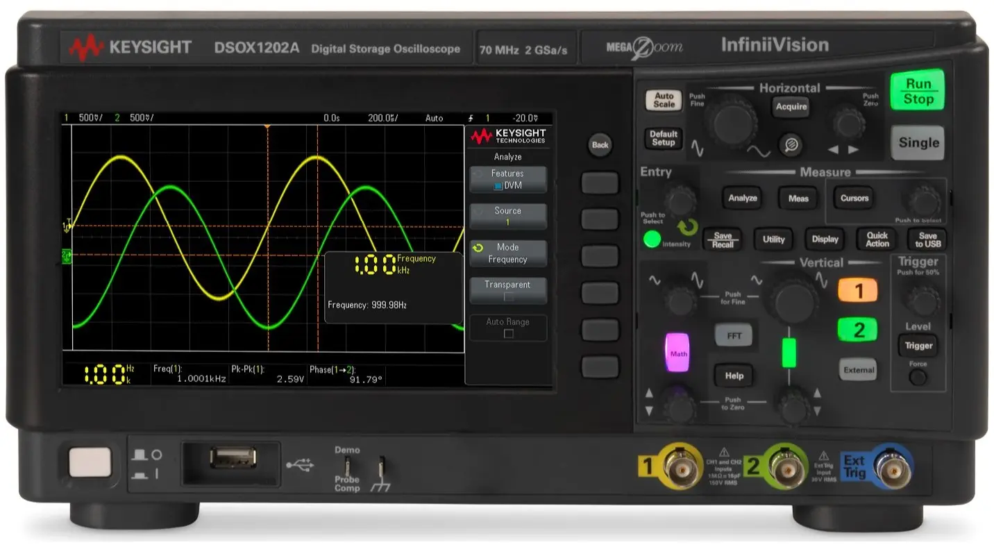 Keysight InfiniiVision 1000 X DSOX1202A Speicher Tisch Oszilloskop 2-Kanal Analog 100MHz