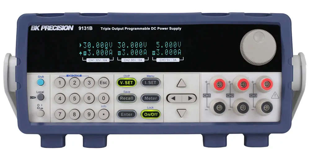 Produktfoto 1 von BK Precision BK9131C 3-Kanal Digital Labornetzgerät 375W, 0 → 5V / 0 → 3A, ISO-kalibriert
