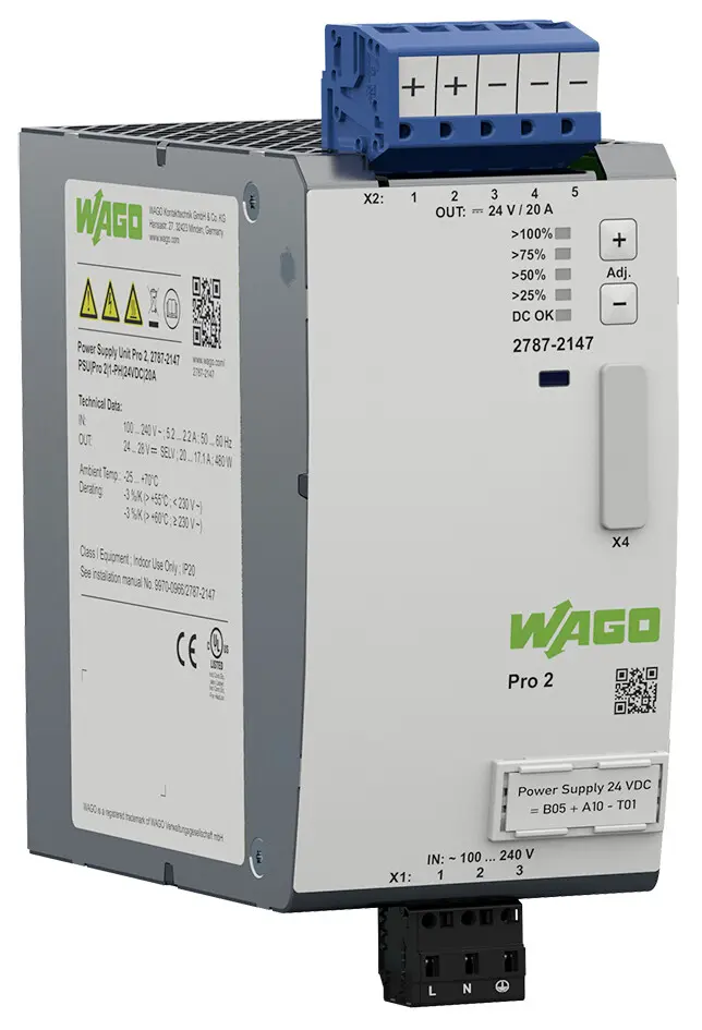 Produktfoto 1 von WAGO 2787 DIN-Schienen Netzteil 24V dc / 20A 480W 230V