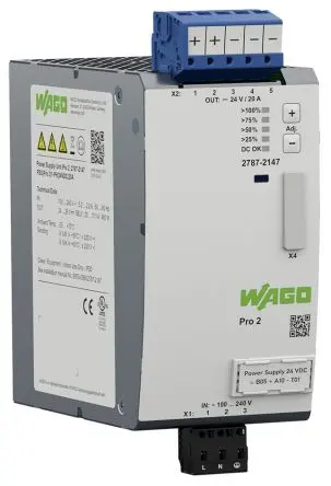 Produktfoto 1 von WAGO 2787 DIN-Schienen Netzteil 230V ac/dc Wechselstrom/Gleichstrom / 20 A 24V dc DC 480 W