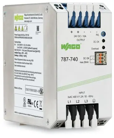 Produktfoto 1 von WAGO 787 DIN-Schienen Netzteil Geschalteter Modus 400V ac/dc Wechselstrom/Gleichstrom / 10 A 24V dc DC 240 W
