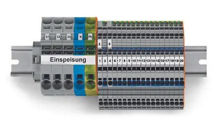 Produktfoto 1 von WAGO TOPJOB S FI/LS main distribution board - 821 Anschlussklemmenblock DIN-Schiene Grau, 2000V Lot