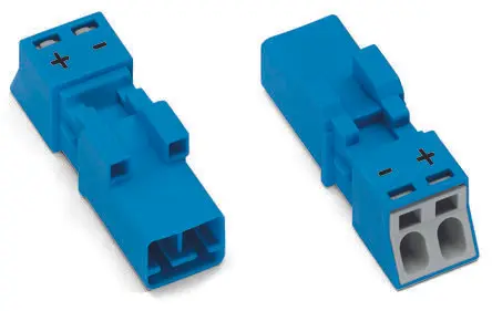 Produktfoto 1 von WAGO 890 Beleuchtungssteckverbinder Stecker, Anschluss, Zugfederklemme 16A, Kontakte: 2 IP20, Anz.Ausl. 2, Blau,