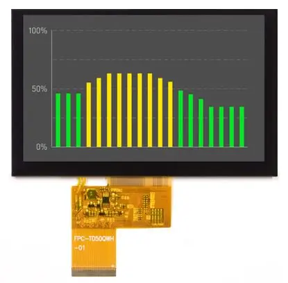 Produktfoto 1 von Displaytech Farb-LCD 5 Zoll 24 Bit Touchscreen Kapazitiv, 800 x 480 Pixel, 108 x 64.8 mm LED