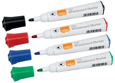 Produktfoto 1 von Nobo Whiteboard-Markierstift Rundstift, 4 Stk. Verschiedene, 3 mm