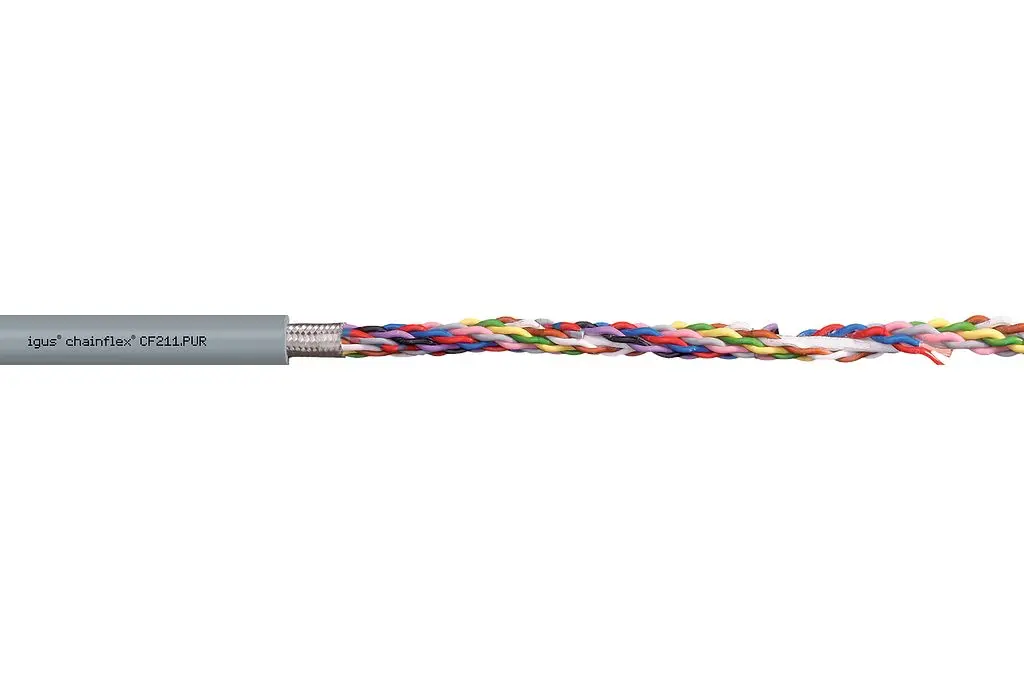 Produktfoto 1 von Igus CF211.PUR Datenkabel 0,5 mm² Ø 9mm Aluminium/PET-Band Schirmung Fenstergrau