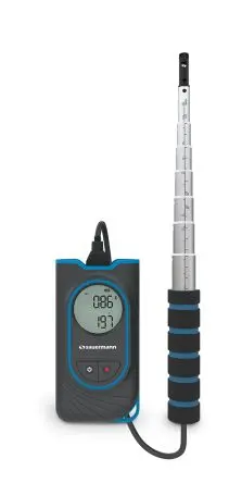 SAUERMANN. Anemometer 50 °C max.Temp. 30 m/s, 0.1 m/s, Luftgeschwindigkeit, Luftdurchsatz, Temperatur, Typ Hitzedraht,