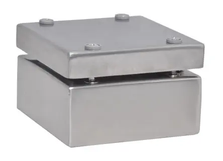 Produktfoto 1 von RS PRO SSJ Edelstahl 304 Gehäuse Grau IP66, HxBxT 100 mm, 100 mm x 61 mm