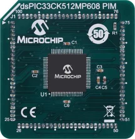 Produktfoto 1 von Microchip dsPIC33CK512MP608 GP PIM Allzweck-Steckmodul, Steckmodul Steckbares Modul 16-Bit-MCU dsPIC