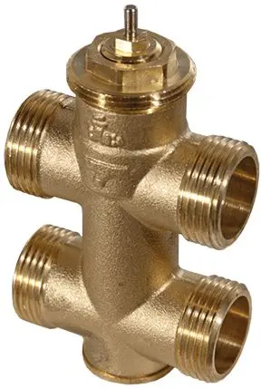 Produktfoto 1 von SAUTER REGULATION 4-Wege Motorventil, Messing vernickelt DN 10 Anschluss, 10V, 16 bar