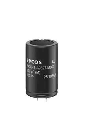 TDK B43548 Einrastmontage Kondensator 100 μF ±20 % / 500V dc, Ø 25 mm x 35 mm x 35 mm, 105 °C