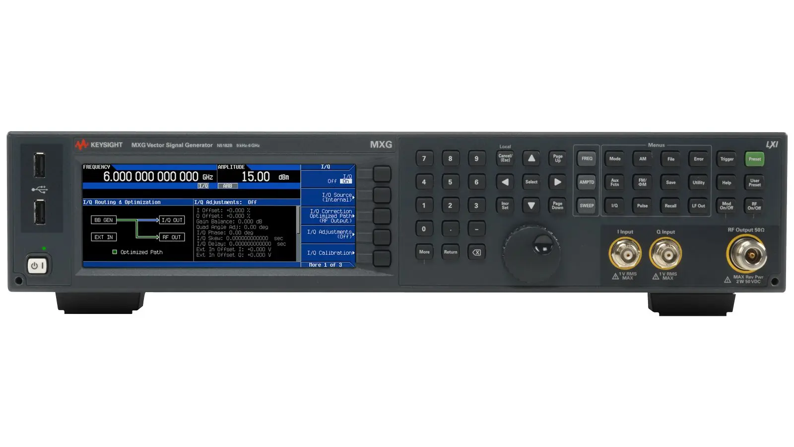 Produktfoto 1 von Keysight + N5181B+N5181B-506 HF-Signalgenerator 9 kHz → 6 GHz, Auflösung 0.001 Hz, USB 2.0, LAN