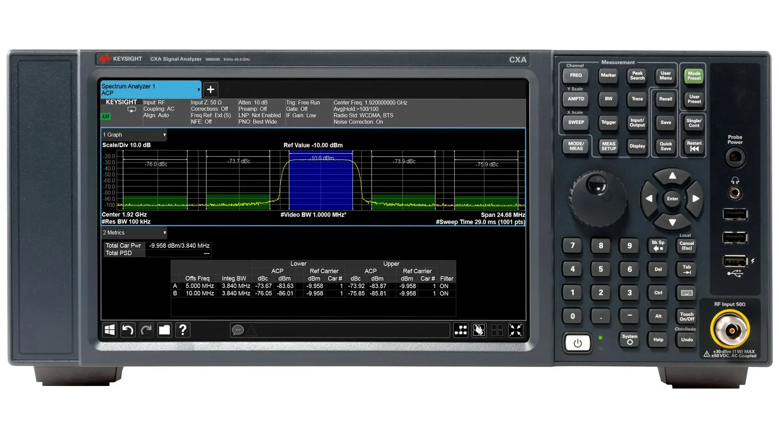 Produktfoto 1 von Keysight + CXA Spektrumanalysator, 3 GHz, 9 kHz / 26.5 GHz, USB, GPIB