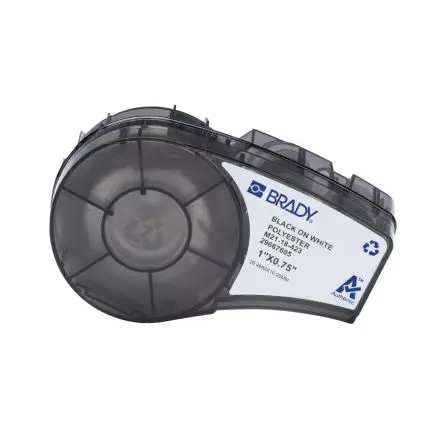 Produktfoto 1 von Brady Polyester-Etiketten Schwarz für M210, M210-LAB, M211 auf Schwarz, Weiß 25.4 mm 19.05 mm 25.4 mm