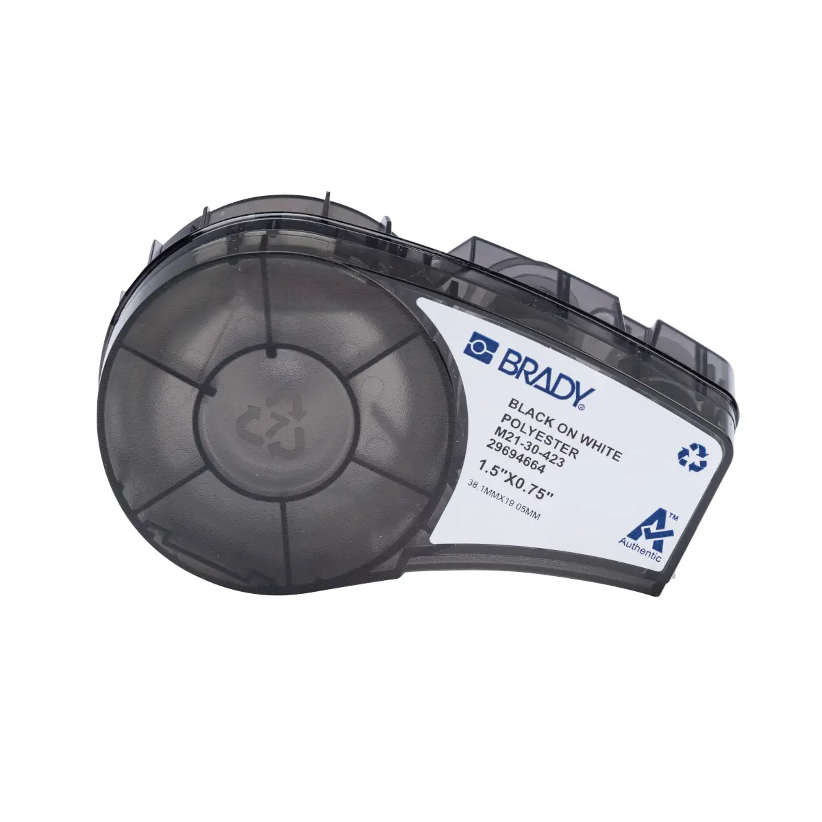 Brady B-423 Polyester-Etiketten Schwarz für M210, M210-LAB, M211 auf Schwarz auf Weiß, 19.05mm