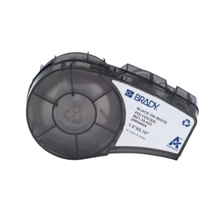 Produktfoto 1 von Brady Polyester-Etiketten Schwarz für M210, M210-LAB, M211 auf Schwarz, Weiß 38.1 mm 19.05 mm 38.1 mm