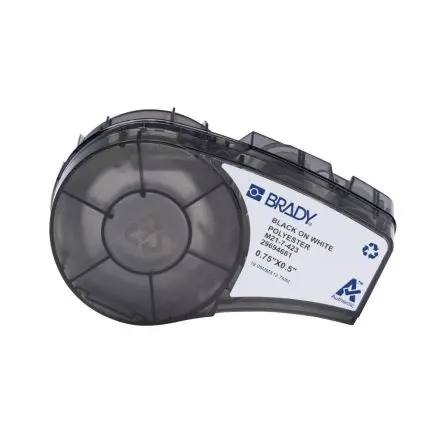 Produktfoto 1 von Brady Polyester-Etiketten Schwarz für M210, M210-LAB, M211 auf Weiß, Schwarz 19.05 mm 12.7 mm 19.05 mm