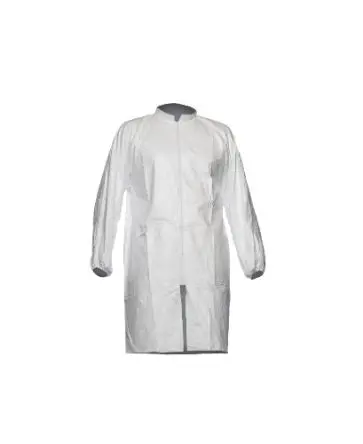 Produktfoto 1 von Tyvek Besucherkittel L, Unisex, Tyvek, Antistatik, Weiß, Reißverschlußklappe, Kinnverschlu