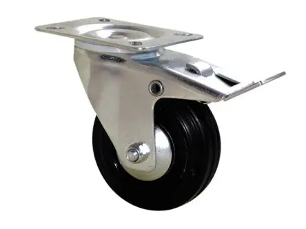 Produktfoto 1 von Guitel Hervieu Gebremst, schwenkbar Rolle, Rad ø 80 mm, 80 kg, Ges H. 107 mm, Rad B. 35 mm, Gummi
