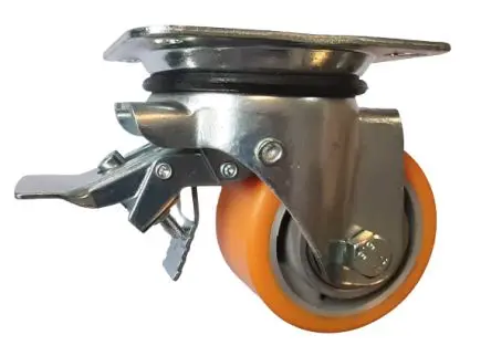Produktfoto 1 von Guitel Hervieu Gebremst, schwenkbar Rolle, Rad ø 100 mm, 400 kg, Ges H. 140 mm, Rad B. 50 mm, Polyurethan