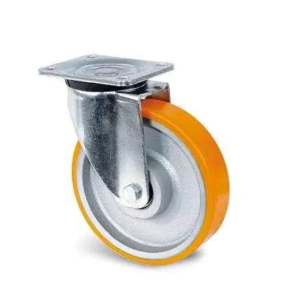 Produktfoto 1 von Guitel Hervieu Drehbar Rolle, Rad ø 250 mm, 800 kg, Ges H. 292 mm, Rad B. 50 mm, Polyurethan