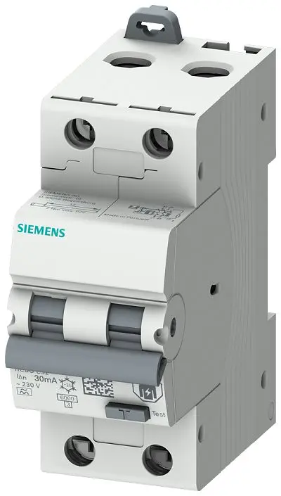 Produktfoto 1 von Siemens SENTRON SENTRON FI/LS-Schalter (RCBO) 16 A, 2-polig Typ B, Empfindlichkeit 30 mA