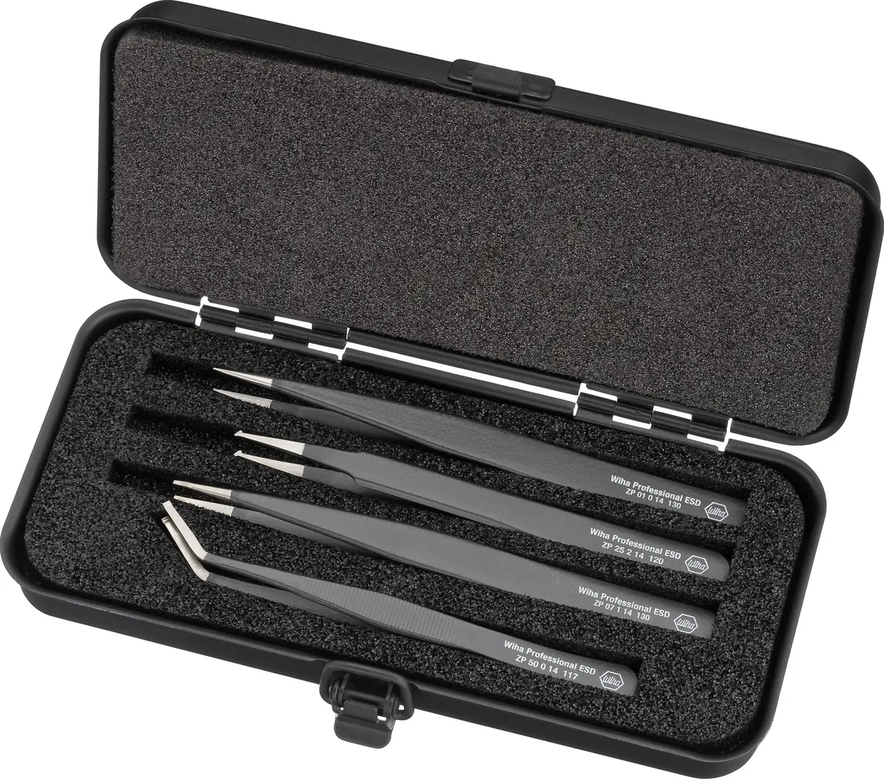 Wiha 32349 CrNi-Stahl Pinzette, 130 mm Abgewinkelt, Spitze Flach Antimagnetisch