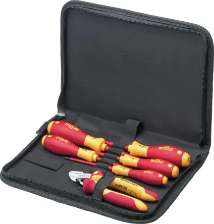 Produktfoto 1 von Wiha VDE 1000V zugelassen Elektriker-Werkzeugsatz Werkzeugsatz, Tasche 7-teilig