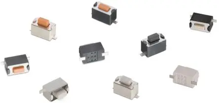 Produktfoto 1 von Wurth Elektronik IP67 Taster SPST Taster, SMD 50mA Tastend 3 mm Schwarz, Orange Oberfläche B. 3.5mm