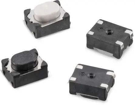Produktfoto 1 von Wurth Elektronik IP67 Taster SPST Rechteckig, Lötanschluss 50mA Push-Push 2.5 mm Schwarz Oberfläche B. 3.2mm L. 4.6 mm