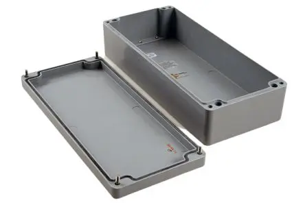 Hammond 1590ZGRP; Gehäuse; GF Polyester; Grau; IK08 IP66 Breite 160 mm Höhe 90 mm Länge 361 mm