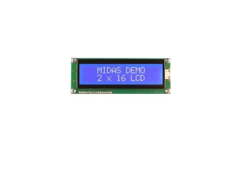 Produktfoto 1 von Midas MC21609AB6W-BNMLW3.3-V2 Monochrom LCD, LCD LED Weiß 2 x 16, Parallel Interface