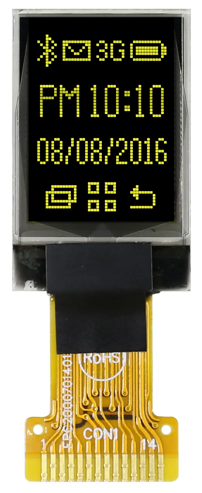 Produktfoto 1 von Midas 0.71 in Gelb OLED-Display 48 x 64 pixel, 12.14 x 16.3 mm / 22,0:1,3 Passiv-Matrix COT