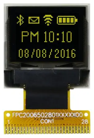 Produktfoto 1 von Midas 0.66 Zoll Gelb OLED-Display 64 x 32 Pixel, 15.42 x 12.06 mm / 18,10:1,3 Passiv-Matrix COT I2C, Parallel, SPI