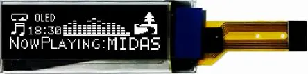 Produktfoto 1 von Midas 0.91 Zoll Weiß OLED-Display 128 x 32 Pixel, 24.38 x 7.58 mm / 11,5:1,45 Passiv-Matrix COT SPI