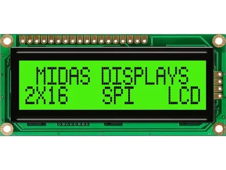 Produktfoto 1 von Midas Monochrom LCD, LCD LED 2 x 16, Parallel Interface