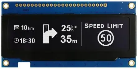 Produktfoto 1 von Midas 3.12 Zoll Weiß OLED-Display 256 x 64 Pixel, 79.78 x 22.18 mm / 44:3,3 Passiv-Matrix COB Parallel, SPI