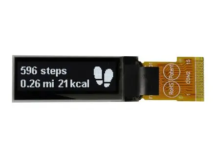 Produktfoto 1 von Midas 0.91 Zoll Weiß OLED-Display 128 x 64 Pixel, 24.384 x 7.584 mm / 11,50:1,26 Passiv-Matrix COG SPI