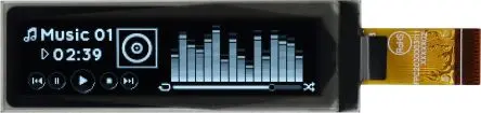 Produktfoto 1 von Midas 2.08 Zoll Weiß OLED-Display 256 x 64 Pixel, 51.18 x 12.78 mm / 19:1,6 Passiv-Matrix COT I2C, Parallel, SPI