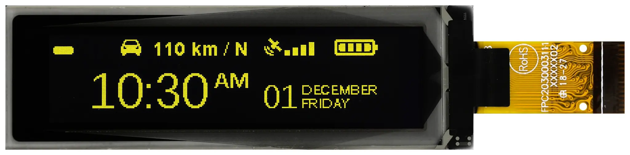 Produktfoto 1 von Midas 2.08 in Gelb OLED-Display 256 x 64 pixel, 51.18 x 12.78 mm / 19:1,6 Passiv-Matrix COT
