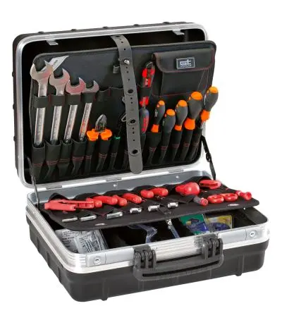GT Line Polypropylen Werkzeugkoffer Atomik 215 PTS Schwarz, L. 465 mm B. 352mm H. 215 mm, 5.2 kg, Abschließbar